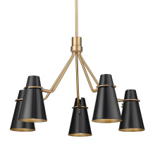 Golden 2122-5 MBS-BLK - Golden Lighting Reeva 5-light Chandelier in Modern Brass and Matte Black shade